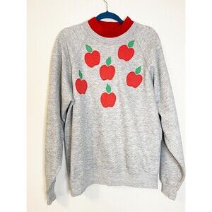 Vintage Basset-Walker Apple Sweatshirt XL Red Collar USA Fruit Graphic Retro
